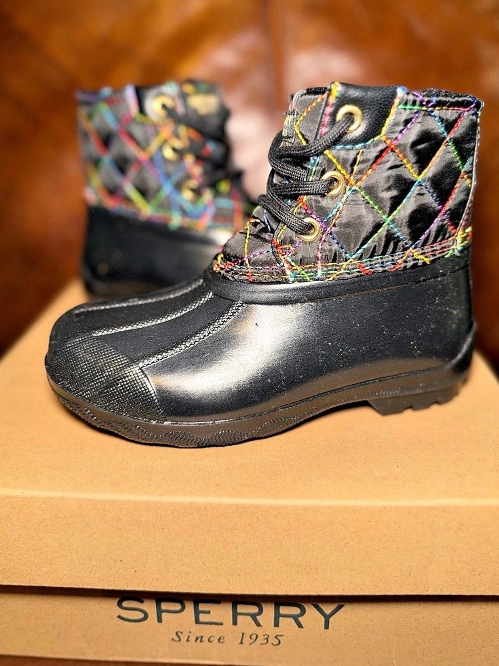 Sperry Kids Port Boot Black & Multicolor Toddlers US 9M NIB MSRP-$59